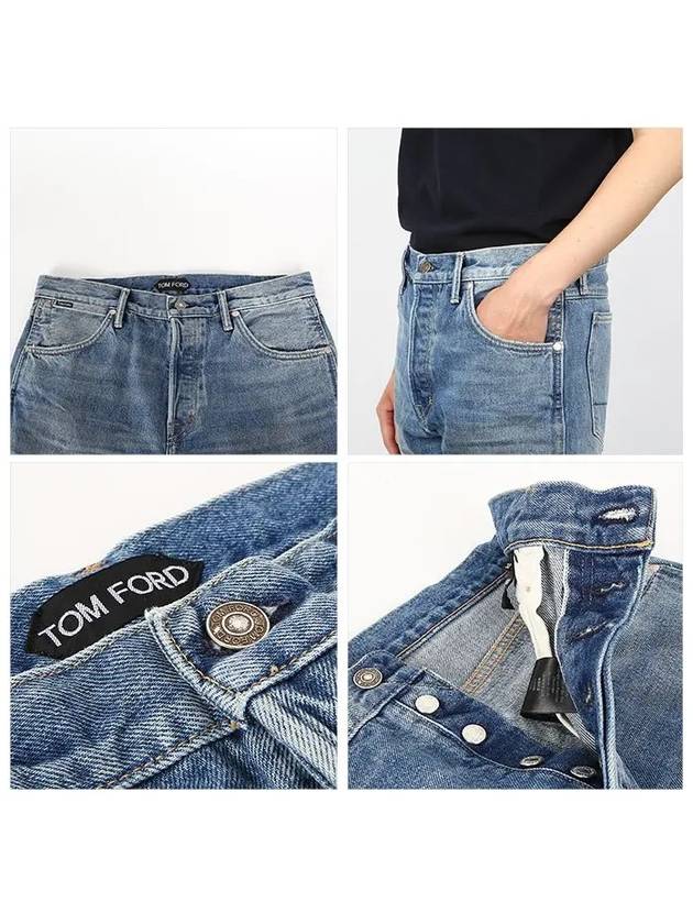 Distress Straight Jeans Blue - TOM FORD - BALAAN 4