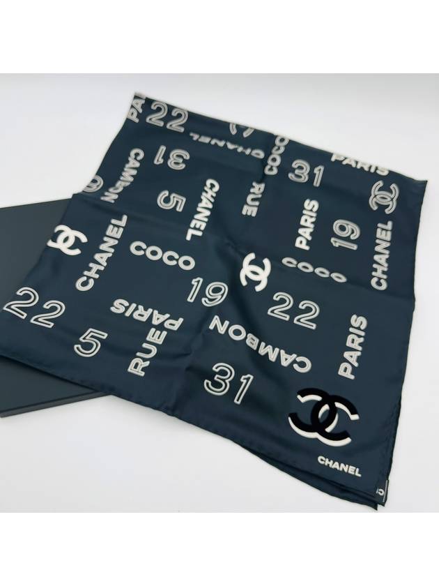 Silk Scarf Velvet Logo Square Black AAA240B - CHANEL - BALAAN 2