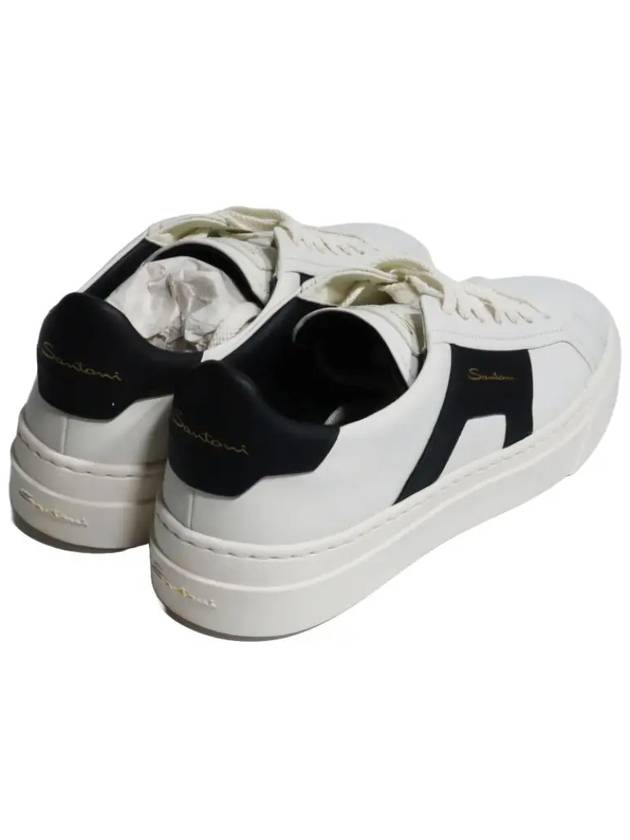 Double Buckle Leather Low-Top Sneakers White - SANTONI - BALAAN 4