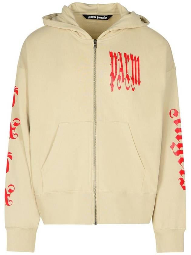 Palm Angels Gothic Logo Print Hooded Zip-up PMBE014F24FLE0016125 - PALM ANGELS - BALAAN 2