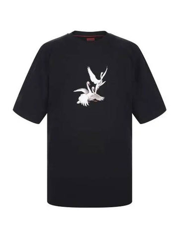 HUGO LES BENJAMI Army NS Swan graphic short sleeve t shirt overfit 50527053 001 - HUGO BOSS - BALAAN 1