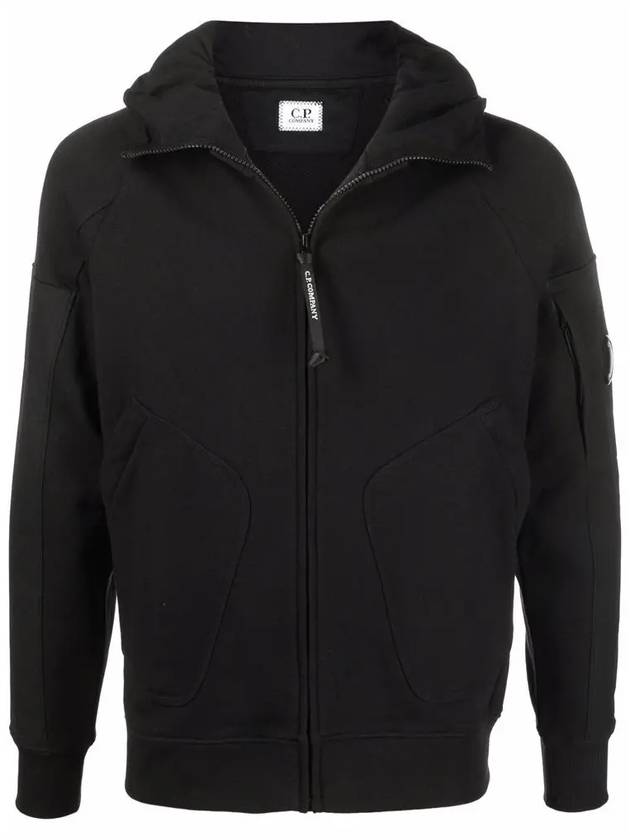 Lens Patch Diagonal Raised Fleece Mix Hooded Jacket Black - CP COMPANY - BALAAN 3