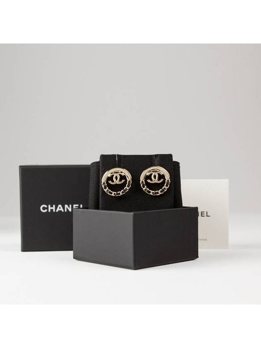 Women s CC Logo Circle Chain Earrings Black Gold - CHANEL - BALAAN 2