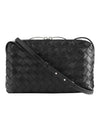 Intrecciato Leather Mini Cross Bag Black - BOTTEGA VENETA - BALAAN 1