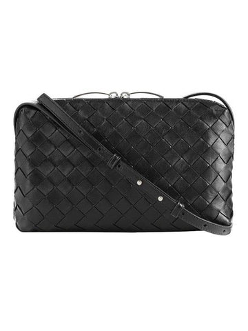 Intrecciato Leather Mini Cross Bag Black - BOTTEGA VENETA - BALAAN 1