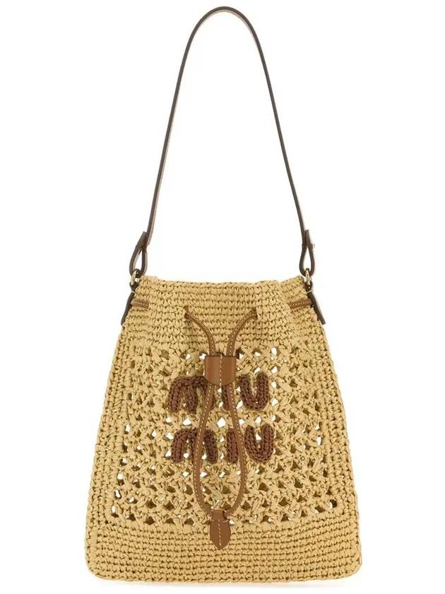 Woven Fabric Mini Bucket Bag Beige - MIU MIU - BALAAN 3