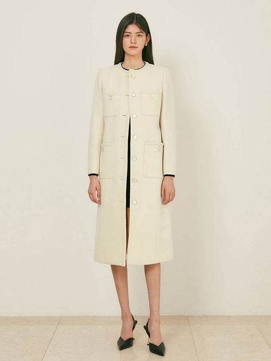 Elena ELENA round trimming single coat ivory - AME - BALAAN 2