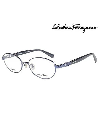 Eyewear Oval Titanium Eyeglasses Shiny Navy - SALVATORE FERRAGAMO - BALAAN 2