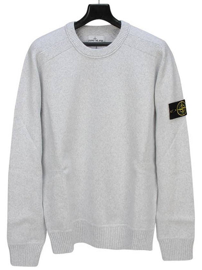 Winter Cotton Crewneck Knit Top Light Grey - STONE ISLAND - BALAAN 2