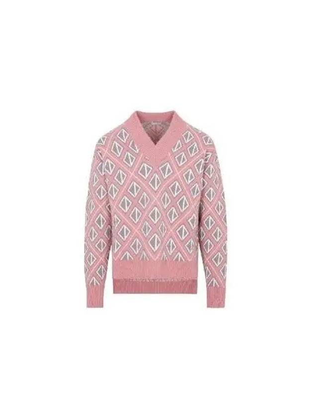 CD Diamond Motif Pattern Wool Knit Top Pink - DIOR - BALAAN 3