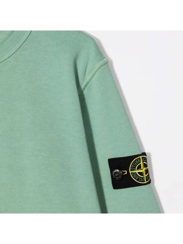 Kids Cotton Jersey Logo Wappen Sweatshirt Light Green - STONE ISLAND - BALAAN 5