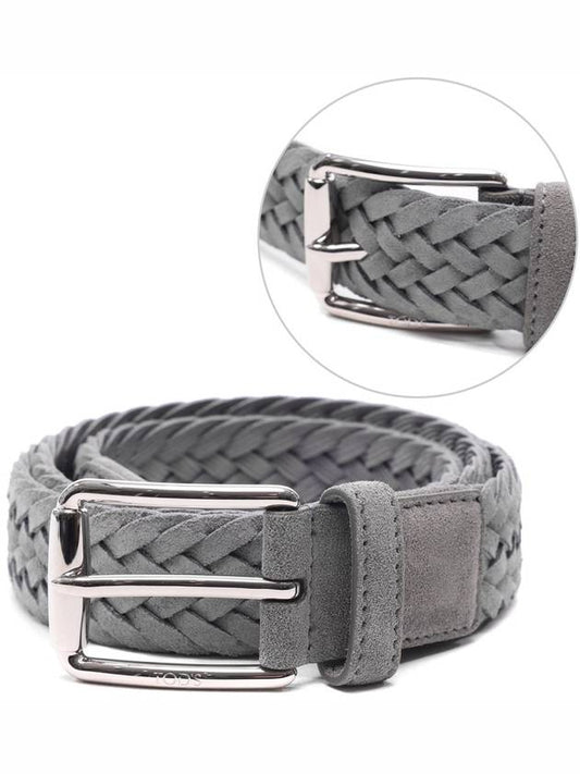 Woven Suede Buckle Leather Belt Grey - TOD'S - BALAAN 2