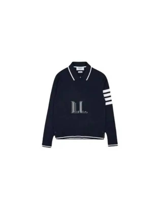 Women's Tipping Jersey Viscose Polo Shirt Navy - THOM BROWNE - BALAAN 2