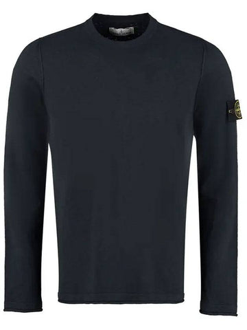 Men's Wappen Patch Round Neck Knit Top Navy - STONE ISLAND - BALAAN 1