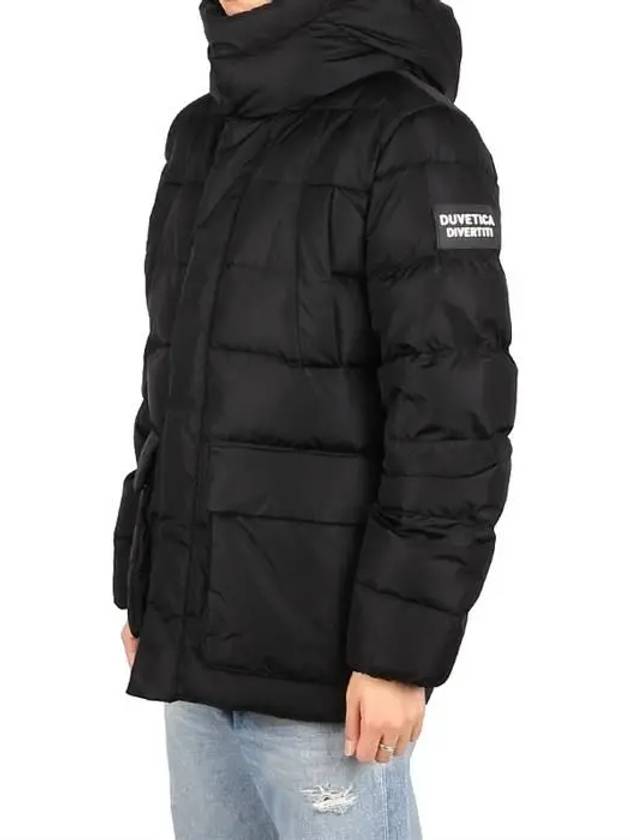 Men's Bixio Logo Hooded Quilted Padding Black - DUVETICA - BALAAN 2