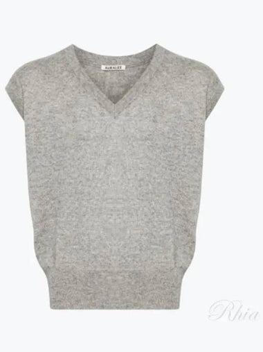 Super Fine Cashmere Silk Knit Vest Top Gray A24SV03SC - AURALEE - BALAAN 1