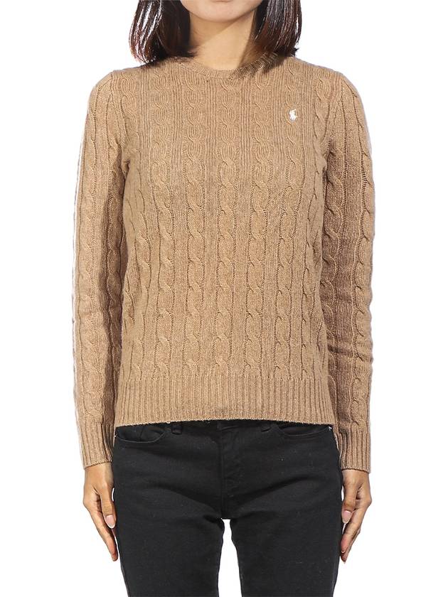 Embroidered Logo Pony Cable Knit Top Beige - POLO RALPH LAUREN - BALAAN 2