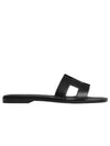 Oran Calfskin Slippers Noir Piqures Ecrues Black - HERMES - BALAAN 3