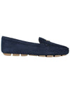 Triangle Logo Suede Driving Shoes Navy - PRADA - BALAAN 5