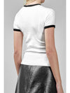 Courr ges Bumpy Contrast Short Sleeve T Shirt White Black - COURREGES - BALAAN 3