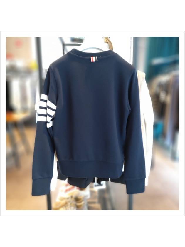 Engineered 4 Bar Stripe Loopback Jersey Knit Crewneck Sweatshirt Navy - THOM BROWNE - BALAAN 3