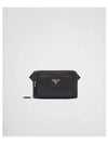 triangle logo leather belt bag black - PRADA - BALAAN 2