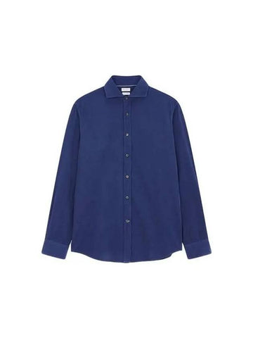 Men s Cotton Corduroy Easy Fit Shirt Light Navy 271167 - BRUNELLO CUCINELLI - BALAAN 1