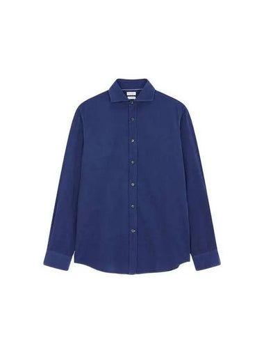 Ssukday 10 epoint Men s Cotton Corduroy Easy Fit Shirt Light Navy 271167 - BRUNELLO CUCINELLI - BALAAN 1