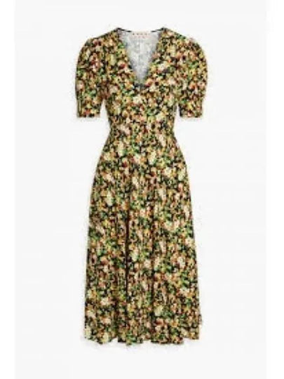 Flower Pattern V-Neck Midi Dress - MARNI - BALAAN 2