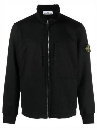 Wappen Patch Cotton Zip Up Jacket Black - STONE ISLAND - BALAAN 2