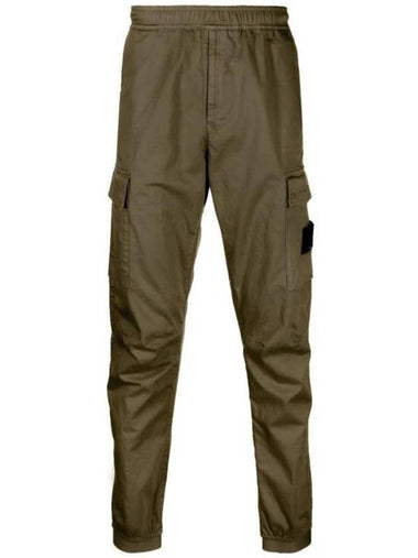 Stretch Cotton Wool Satin Cargo Straight Pants Army Green - STONE ISLAND - BALAAN 1