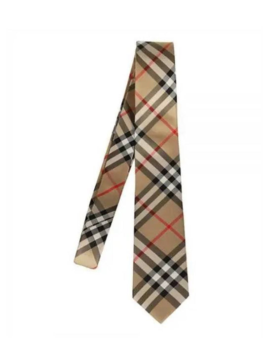 Men's Modern Cut Vintage Check Silk Tie Beige - BURBERRY - BALAAN 2