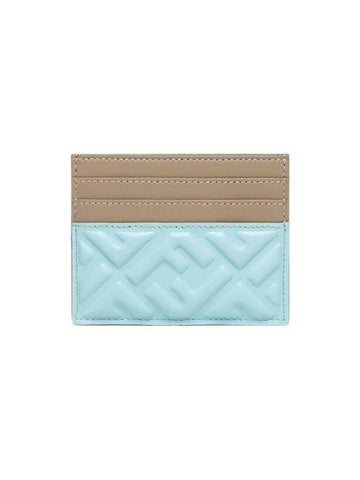 FF Motif Leather Card Wallet Light Blue - FENDI - BALAAN 1