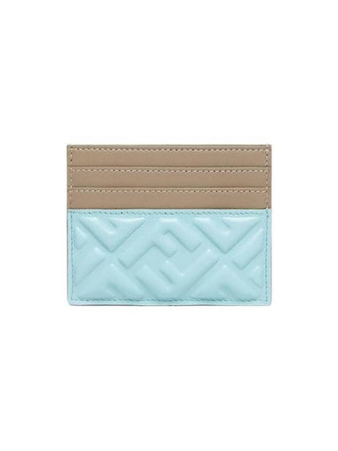 FF Motif Leather Card Wallet Light Blue - FENDI - BALAAN 1