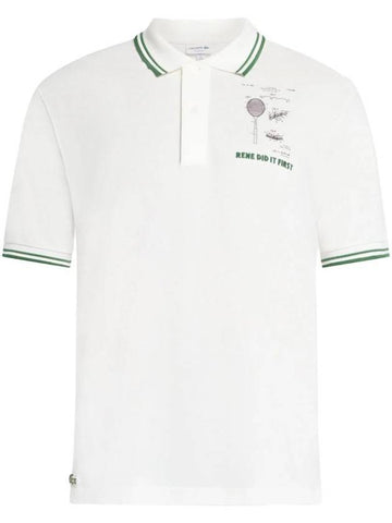 Embroidered Patent Cotton Polo Shirt White - LACOSTE - BALAAN 1