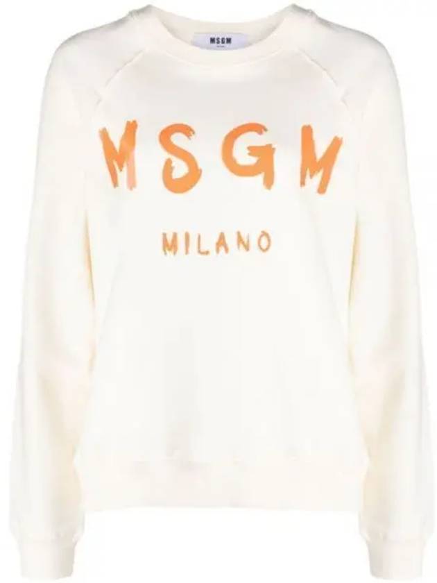 Brushed Logo Cotton Long Sleeve T-Shirt Ivory - MSGM - BALAAN 2