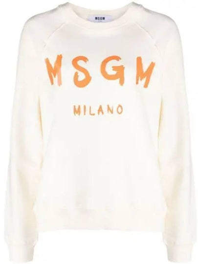 Brushed Logo Cotton Long Sleeve T-Shirt Ivory - MSGM - BALAAN 2