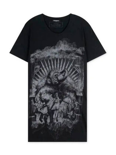 Elephant Print Short Sleeve T-Shirt Black - BALMAIN - BALAAN 2