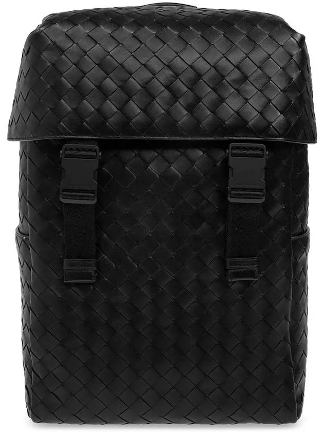 Intrecciato Flap Backpack Mat Black - BOTTEGA VENETA - BALAAN 3