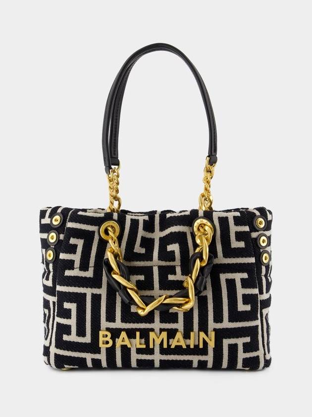 1945 Soft Small Shoulder Bag - Balmain - Cotton - Ivory/Black - BALMAIN - BALAAN 1