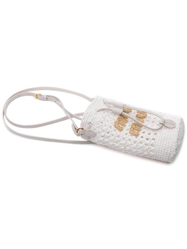 Embroidered Logo Crochet Bucket Bag White - MIU MIU - BALAAN 6