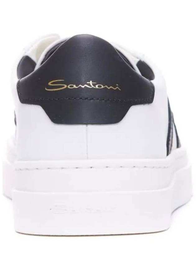 Double Buckle Leather Low-Top Sneakers White - SANTONI - BALAAN 4