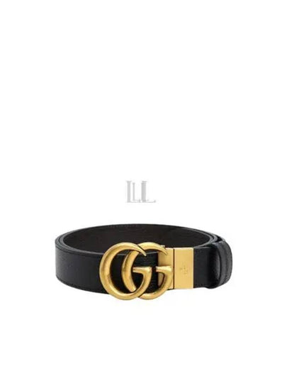 Double G Buckle Reversible Leather Belt Black - GUCCI - BALAAN 2