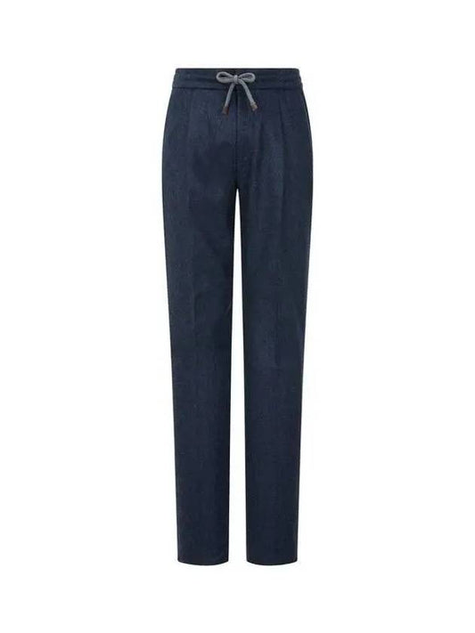 City Village 8th Anniversary 10 e Point 9 8 Men s Wool Flannel Drawstring Pants Navy 270839 - BRUNELLO CUCINELLI - BALAAN 1