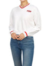 Logo V-Neck Cotton Sweatshirt White - SPORTY & RICH - BALAAN 6