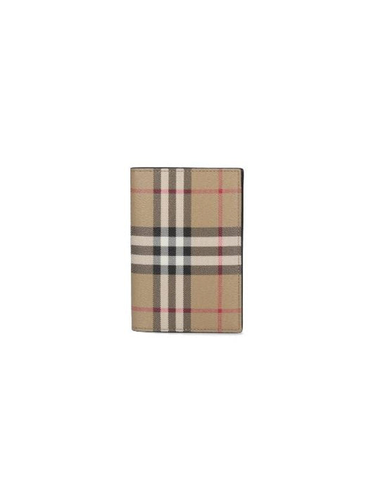 Checked Leather Passport Wallet Beige - BURBERRY - BALAAN 2