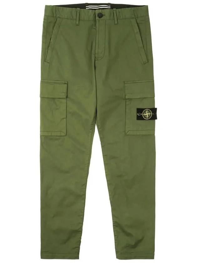 Logo Patch Cargo Cotton Straight Pants Olive - STONE ISLAND - BALAAN 3