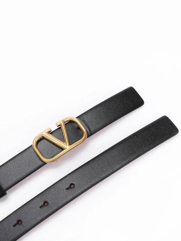 V Logo Reversible Leather Belt Black Red - VALENTINO - BALAAN 5