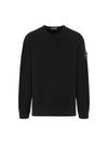 Brushed Cotton Fleece Garment Dyed Crewneck Sweatshirt Black - STONE ISLAND - BALAAN 1