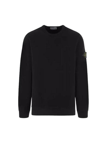 Brushed Cotton Fleece Garment Dyed Crewneck Sweatshirt Black - STONE ISLAND - BALAAN 1